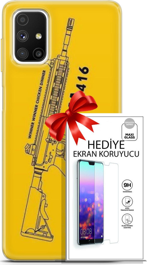 Samsung Galaxy M51 Kılıf Orijinal Seri Pubg 28 M416 İz Bırakmayan Kılıf + Ön Ekran Koruyucu