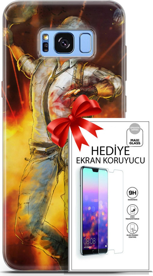 Samsung Galaxy S8 Plus Kılıf Orijinal Seri Pubg 06 Tavalı Karakter Koruyucu Kapak Ekran Koruyucu