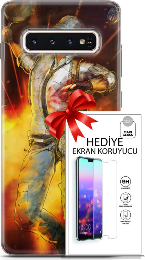 Samsung Galaxy S10 Kılıf Orijinal Seri Pubg 06 Tavalı Karakter Koruyucu Kapak Ekran Koruyucu