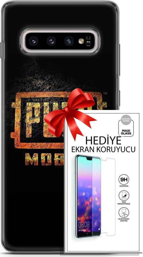 Samsung Galaxy S10 Plus Kılıf Orijinal Seri Pubg 14 Logo Cover Kılıf + Ön Ekran Koruyucu
