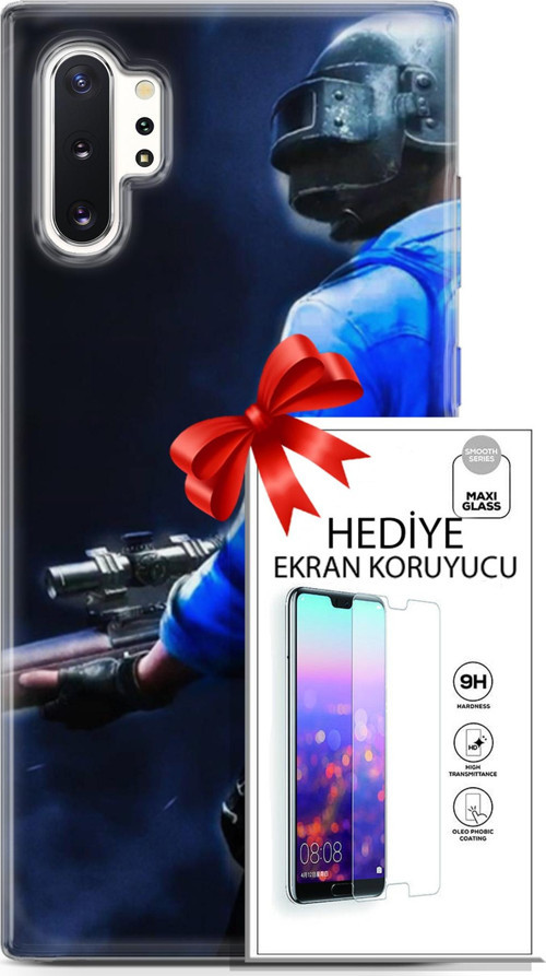 Samsung Galaxy Note 10 Plus Kılıf Orijinal Seri Pubg 12 Mavi Gömlekli Tasarım Kılıf + Ekran Koruyucu