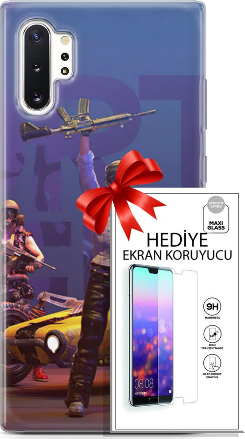 Samsung Galaxy Note 10 Plus Kılıf Orijinal Seri Pubg 05 Silahlı Karakter Koruma Kılıfı + Ekran Koruyucu