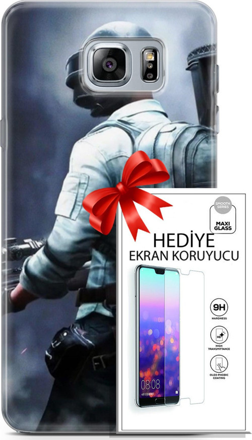 Samsung Galaxy Note 5 Kılıf Orijinal Seri Pubg 11 Sırt Çantalı 4K Baskılı Kılıf + Ekran Koruyucu Ful