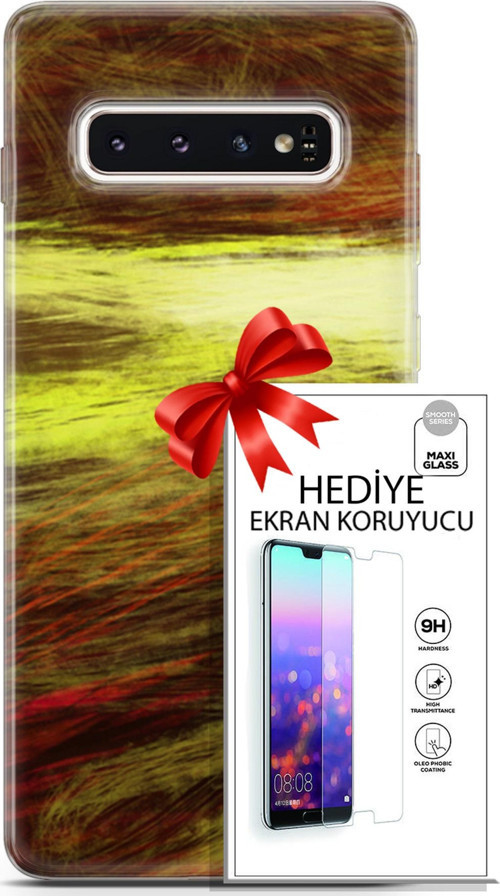 Samsung Galaxy S10 Kılıf Orijinal Seri Nature 23 Sarı Turuncu Telefon Kabı Ve Ekran Koruyucu