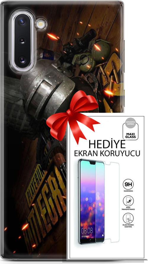 Samsung Galaxy Note 10 Kılıf Orijinal Seri Pubg 18 Tabela Parlak Kılıf + Ekran Koruyucu Full Koruma