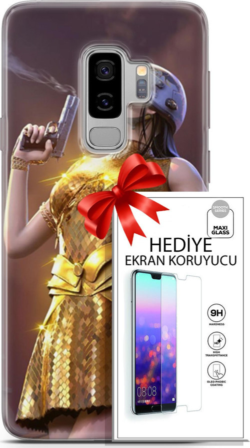 Samsung Galaxy S9 Plus Kılıf Orijinal Seri Pubg 21 Anna Darbe Önleyici Kapak + Ön Ekran Koruyucu