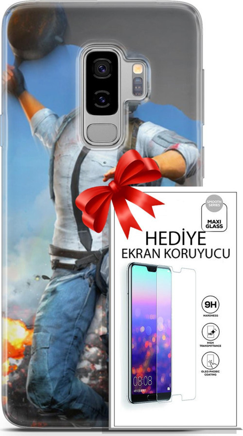 Samsung Galaxy S9 Plus Kılıf Orijinal Seri Pubg 01 Action Figur Telefon Kılıfı + Ekran Koruyucu