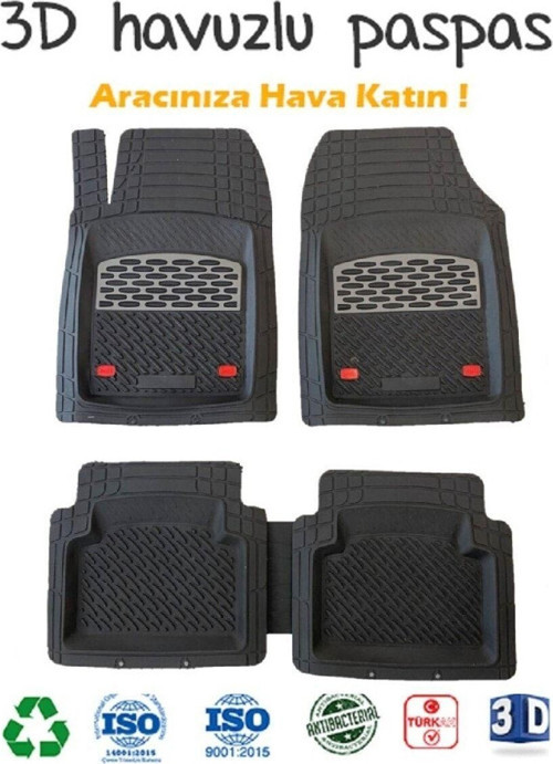 2002 Model Peugeot 406 Uyumlu Havuzlu Tip Universal Paspas - Gri Kromajlı
