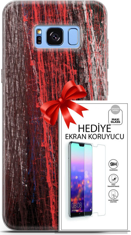 Samsung Galaxy S8 Plus Kılıf Orijinal Seri Nature 22 İzler Kap + Ekran Koruyucu