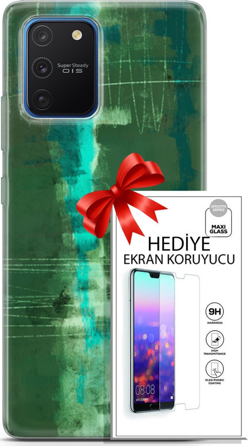 Samsung Galaxy S10 Lite Kılıf Orijinal Seri Nature 06 Yeşil Koruyucu Kapak Ekran Koruyucu