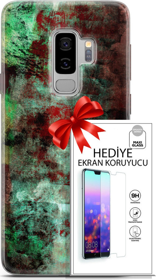 Samsung Galaxy S9 Plus Kılıf Orijinal Seri Nature 10 Su Yeşili Full Hd Kılıf + Ekran Koruyucu