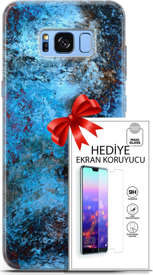 Samsung Galaxy S8 Plus Kılıf Orijinal Seri Nature 27 Rengarenk Lazer Kesim Silikon Ekran Koruyucu