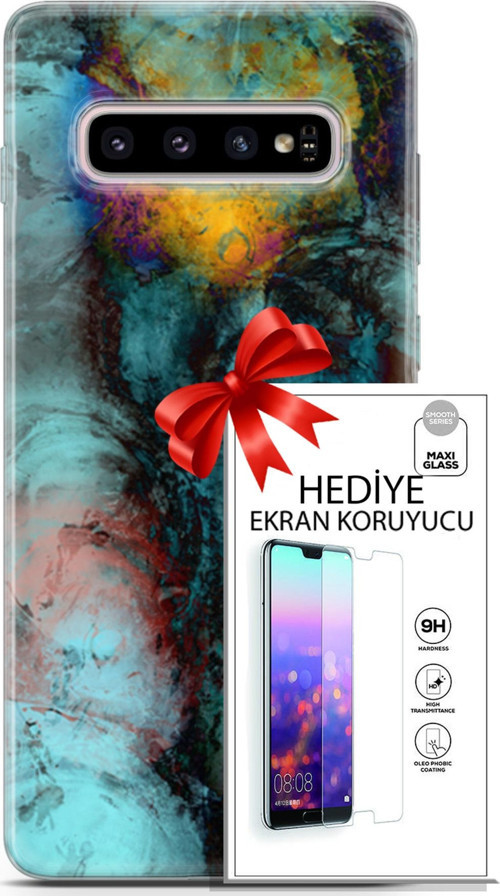 Samsung Galaxy S10 Plus Kılıf Orijinal Seri Nature 14 Dalgalar Cover Kılıf + Ön Ekran Koruyucu