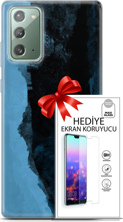 Samsung Galaxy Note 20 Kılıf Orijinal Seri Nature 24 Mavi Siyah Darbe Emici Kılıf + Ekran Koruyucu