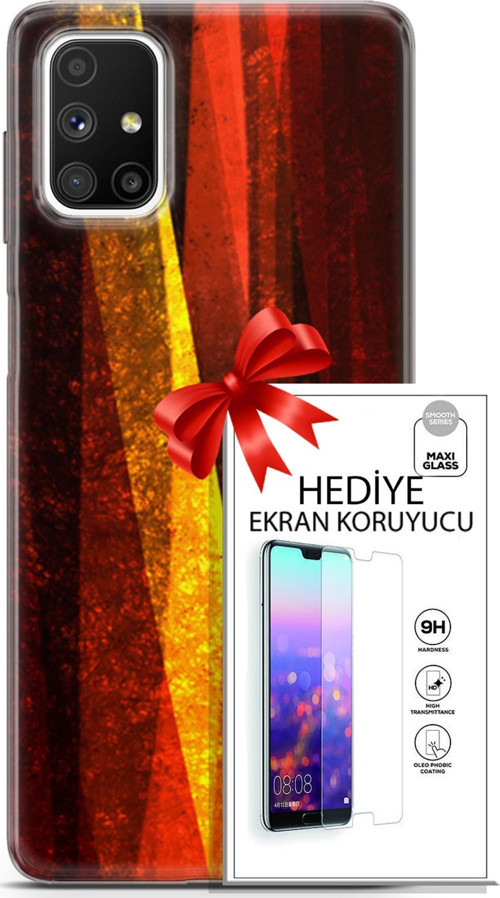 Samsung Galaxy M51 Kılıf Orijinal Seri Nature 17 Sarı Katman Yumuşak Kılıf + Ekran Koruyucu