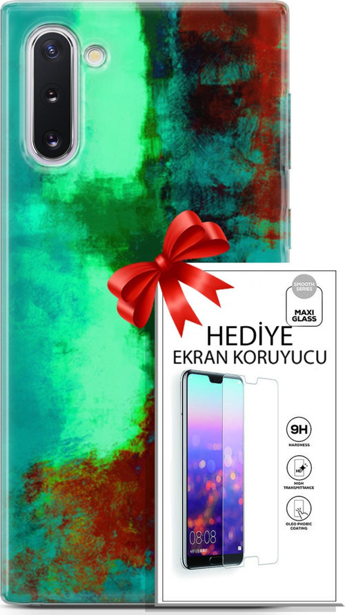 Samsung Galaxy Note 10 Kılıf Orijinal Seri Nature 20 Yeşil Kahve Renkli Kılıf Ekran Koruyucu