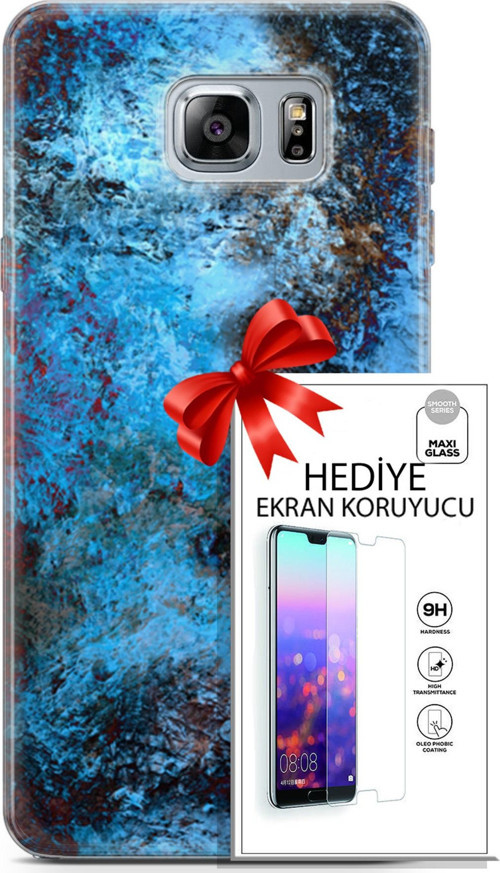 Samsung Galaxy Note 5 Kılıf Orijinal Seri Nature 27 Rengarenk Lazer Kesim Silikon Ekran Koruyucu