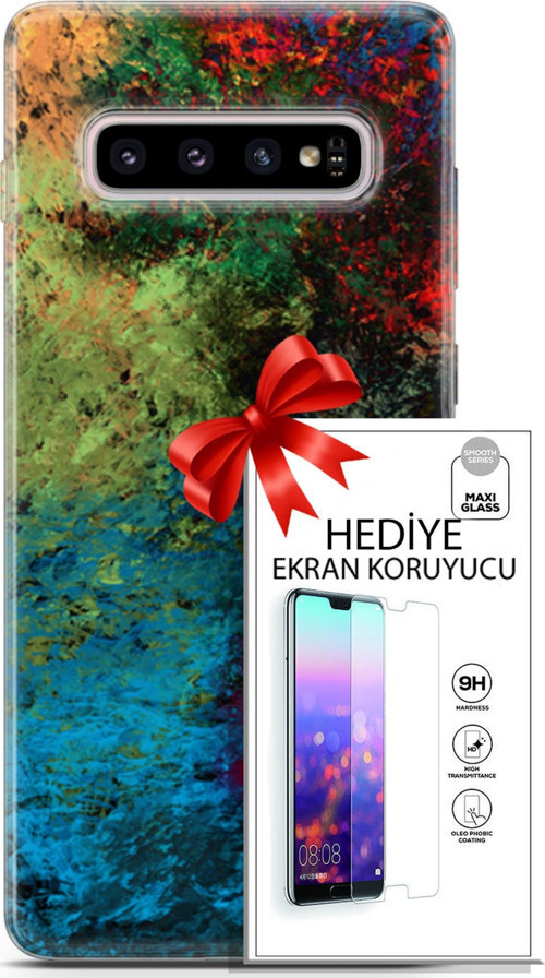 Samsung Galaxy S10 Plus Kılıf Orijinal Seri Nature 16 Tuval Hediyelik Kılıf Ve Ekran Koruyucu