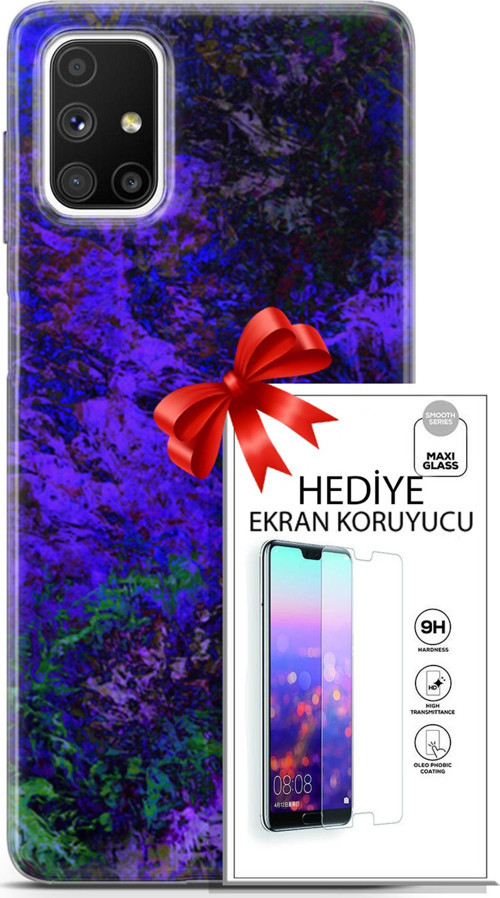 Samsung Galaxy M51 Kılıf Orijinal Seri Nature 30 Mor Tonlar Kenarları Şeffaf Kapak Ve Ekran Koruyucu