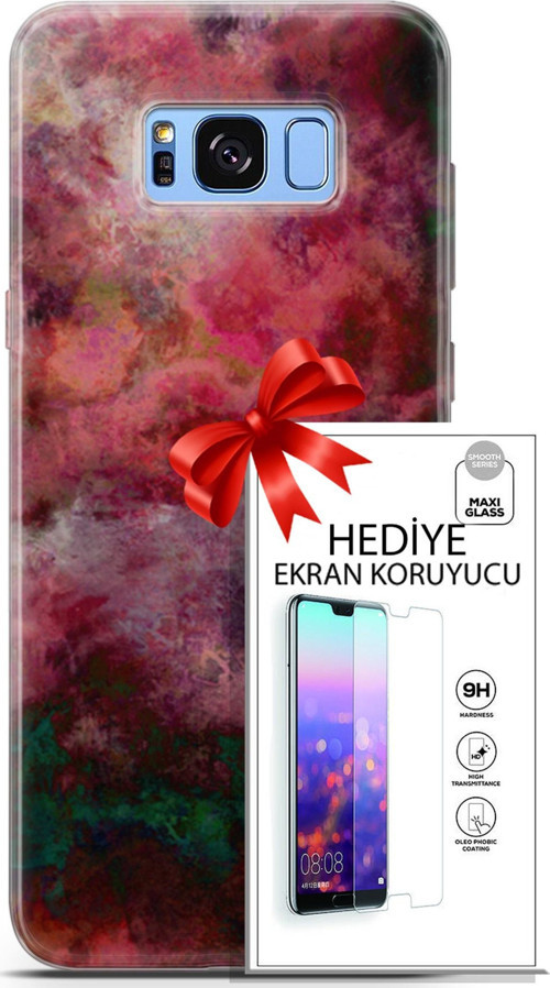 Samsung Galaxy S8 Plus Kılıf Orijinal Seri Nature 28 Bordo İz Bırakmayan Kılıf + Ön Ekran Koruyucu