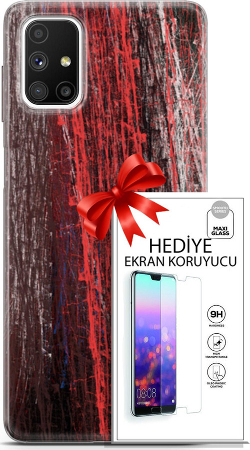 Samsung Galaxy M51 Kılıf Orijinal Seri Nature 22 İzler Kap + Ekran Koruyucu