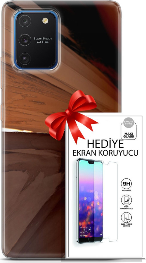 Samsung Galaxy S10 Lite Kılıf Orijinal Seri Nature 01 Kahverengi Tonlar Telefon Kılıfı + Ekran Koruyucu