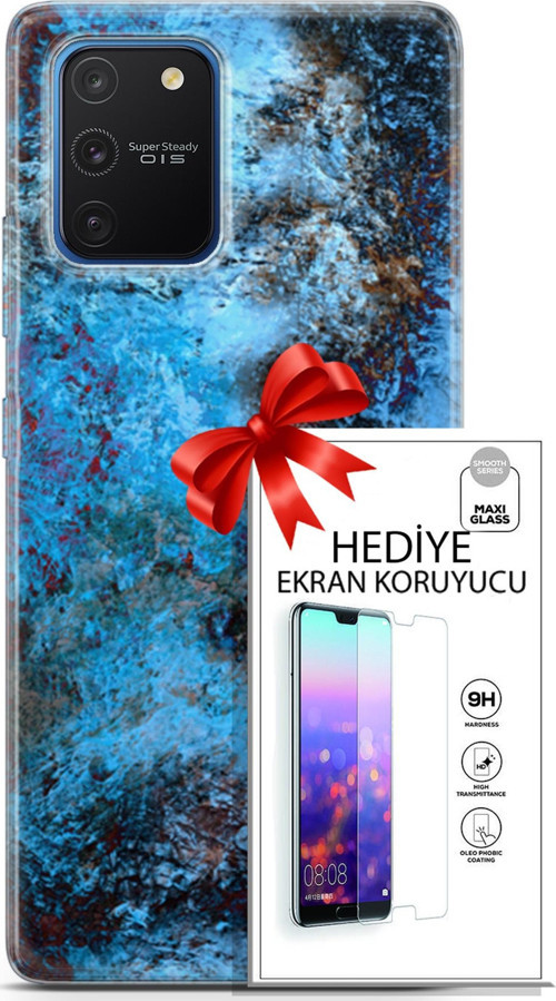 Samsung Galaxy S10 Lite Kılıf Orijinal Seri Nature 27 Rengarenk Lazer Kesim Silikon Ekran Koruyucu