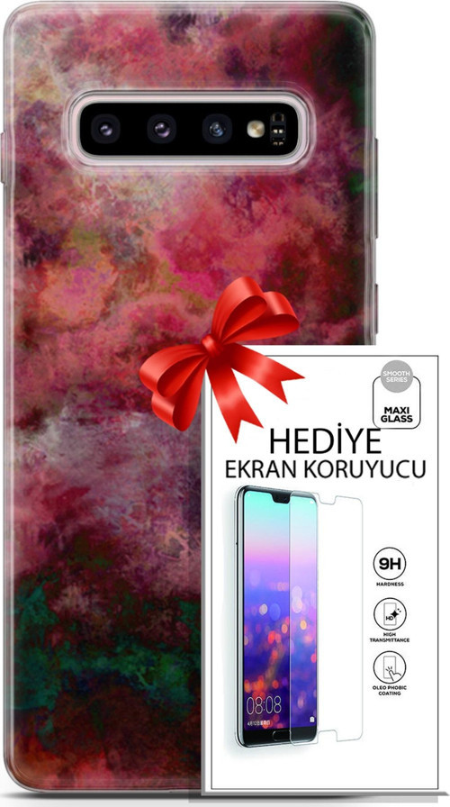 Samsung Galaxy S10 Plus Kılıf Orijinal Seri Nature 28 Bordo İz Bırakmayan Kılıf + Ön Ekran Koruyucu