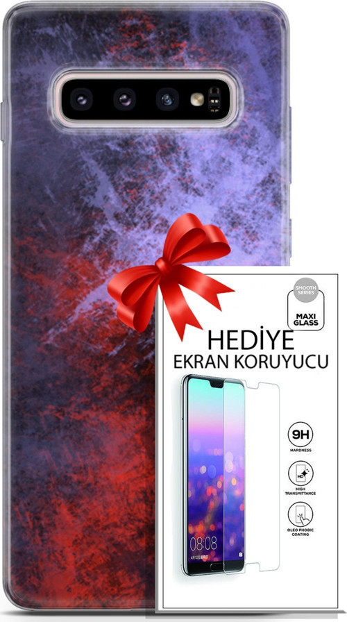 Samsung Galaxy S10 Plus Kılıf Orijinal Seri Nature 18 Karışık Parlak Kılıf + Ekran Koruyucu Full Koruma