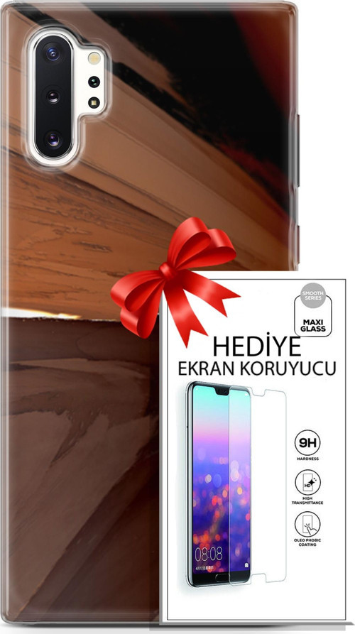 Samsung Galaxy Note 10 Plus Kılıf Orijinal Seri Nature 01 Kahverengi Tonlar Telefon Kılıfı + Ekran Koruyucu