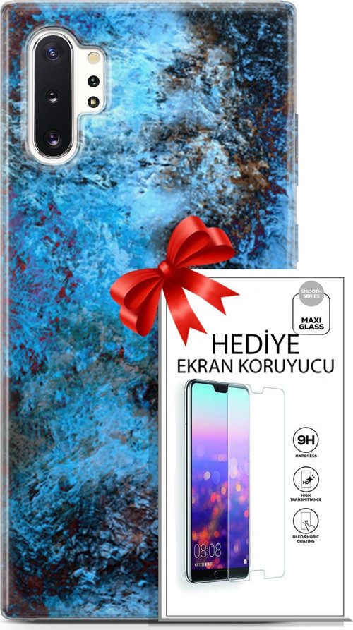 Samsung Galaxy Note 10 Plus Kılıf Orijinal Seri Nature 27 Rengarenk Lazer Kesim Silikon Ekran Koruyucu