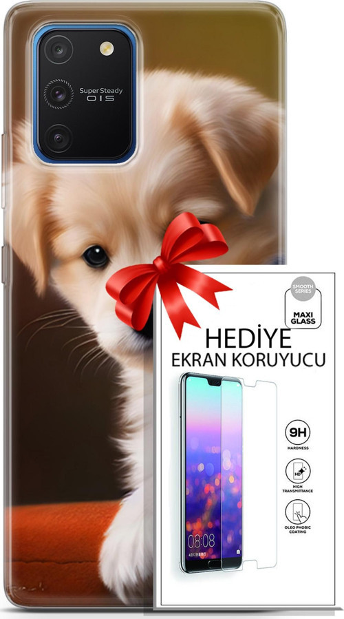 Samsung Galaxy S10 Lite Kılıf Orijinal Seri Dogs 15 Kaniş Yavru Kalın Silikon + Ekran Koruyucu