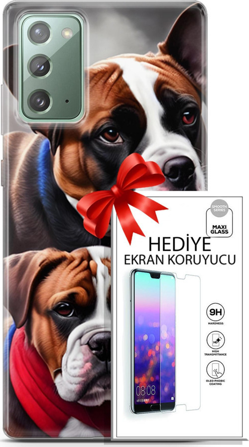 Samsung Galaxy Note 20 Kılıf Orijinal Seri Dogs 25 Alman Boksör Soyulmayan Kılıf + Ekran Koruyucu Fu