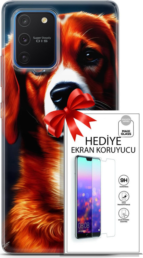 Samsung Galaxy S10 Lite Kılıf Orijinal Seri Dogs 21 Spaniel Darbe Önleyici Kapak + Ön Ekran Koruyucu