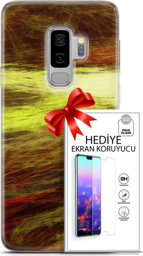 Samsung Galaxy S9 Plus Kılıf Orijinal Seri Nature 23 Sarı Turuncu Telefon Kabı Ve Ekran Koruyucu
