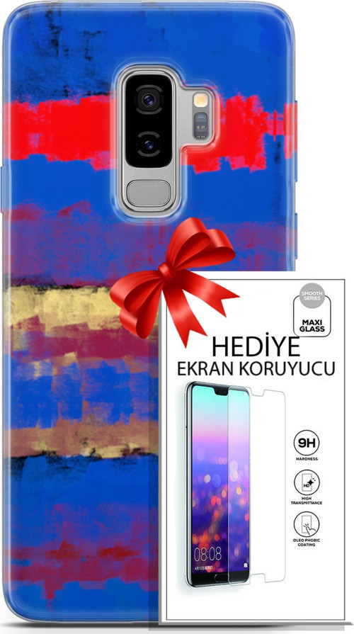 Samsung Galaxy S9 Plus Kılıf Orijinal Seri Nature 09 Turuncu Mavi Uv Kılıf Ve Ekran Koruyucu
