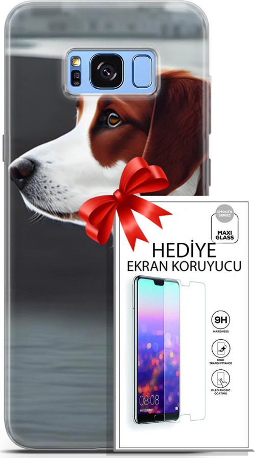 Samsung Galaxy S8 Plus Kılıf Orijinal Seri Dogs 18 Süvari Köpeği Parlak Kılıf + Ekran Koruyucu Full
