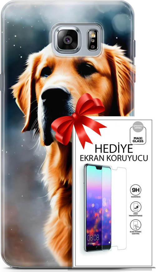 Samsung Galaxy Note 5 Kılıf Orijinal Seri Dogs 16 Golden Retriever Hediyelik Kılıf Ve Ekran Koruyucu