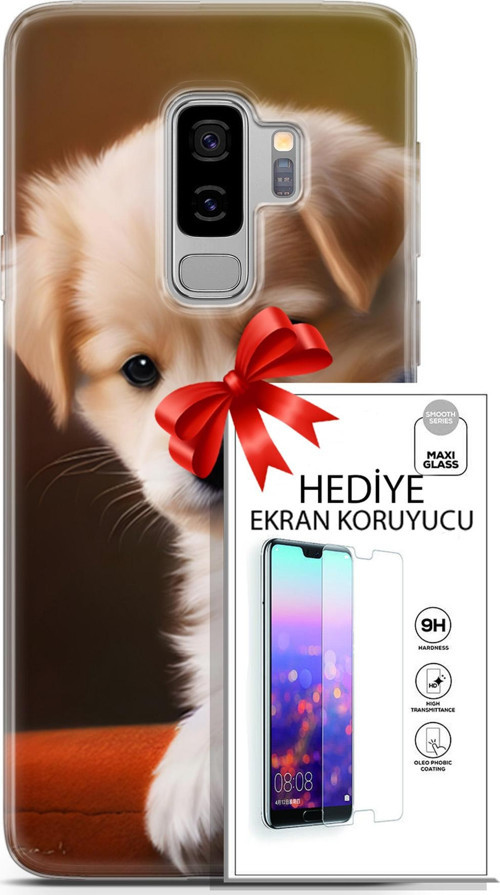 Samsung Galaxy S9 Plus Kılıf Orijinal Seri Dogs 15 Kaniş Yavru Kalın Silikon + Ekran Koruyucu