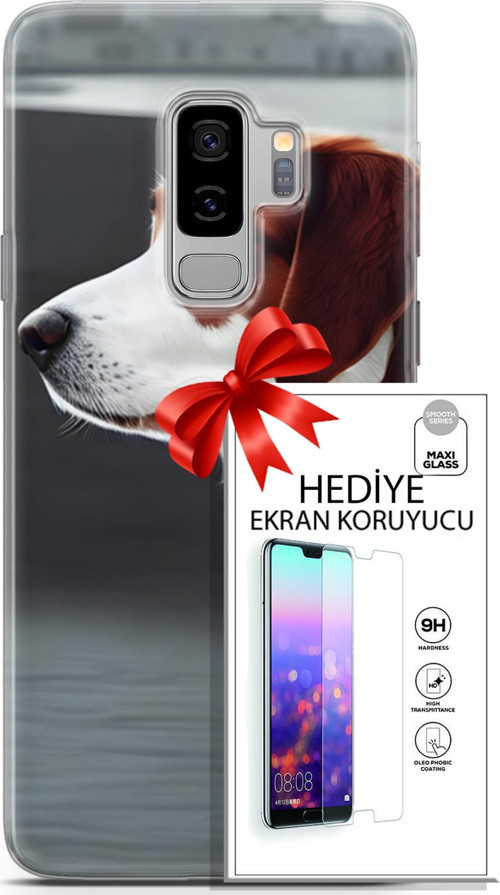 Samsung Galaxy S9 Plus Kılıf Orijinal Seri Dogs 18 Süvari Köpeği Parlak Kılıf + Ekran Koruyucu Full