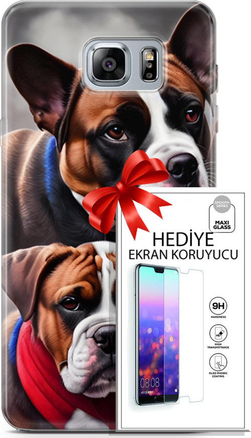 Samsung Galaxy Note 5 Kılıf Orijinal Seri Dogs 25 Alman Boksör Soyulmayan Kılıf + Ekran Koruyucu Ful