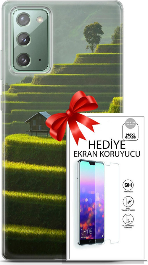Samsung Galaxy Note 20 Kılıf Orijinal Seri Fantasy 23 Çay Tarlası Telefon Kabı Ve Ekran Koruyucu