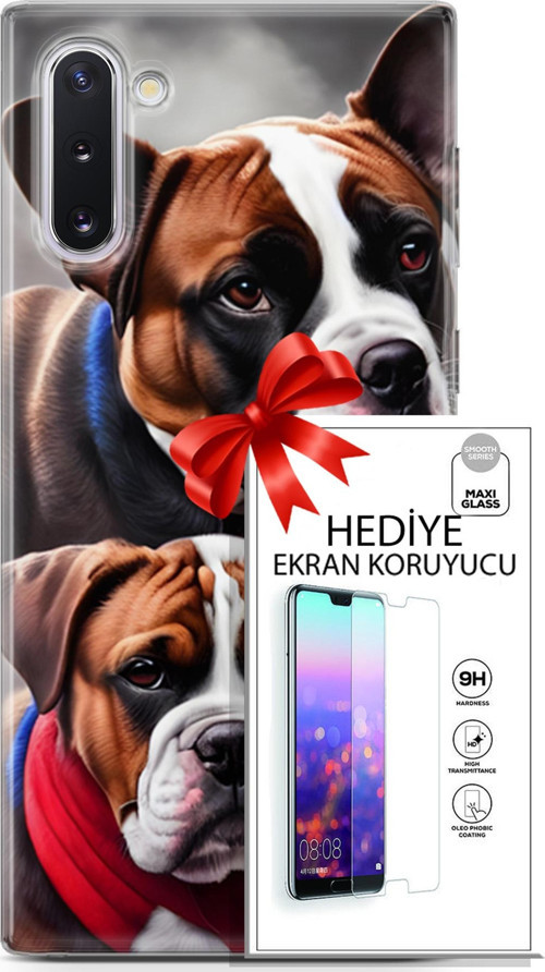 Samsung Galaxy Note 10 Kılıf Orijinal Seri Dogs 25 Alman Boksör Soyulmayan Kılıf + Ekran Koruyucu Fu