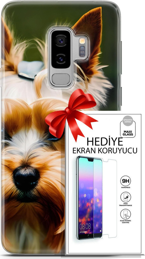 Samsung Galaxy S9 Plus Kılıf Orijinal Seri Dogs 13 Yorkshire Terriyer Case Kapak Ekran Koruyucu