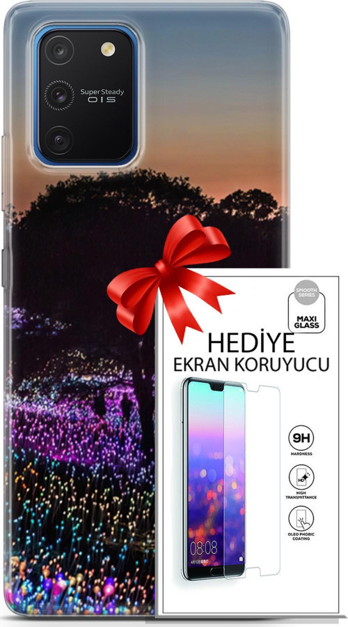 Samsung Galaxy S10 Lite Kılıf Orijinal Seri Fantasy 11 Işıltılı Brookgreen 4K Baskılı Kılıf + Ekran Koruyucu