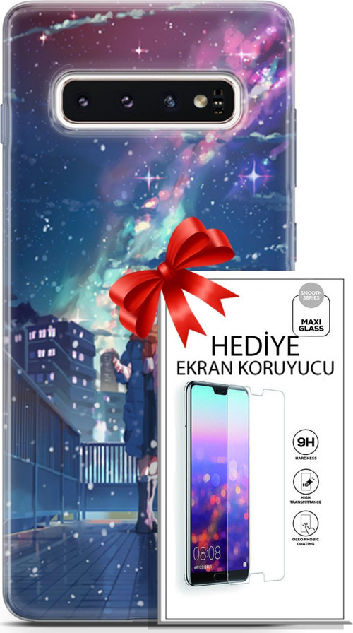 Samsung Galaxy S10 Kılıf Orijinal Seri Fantasy 10 Anime Kar Full Hd Kılıf + Ekran Koruyucu