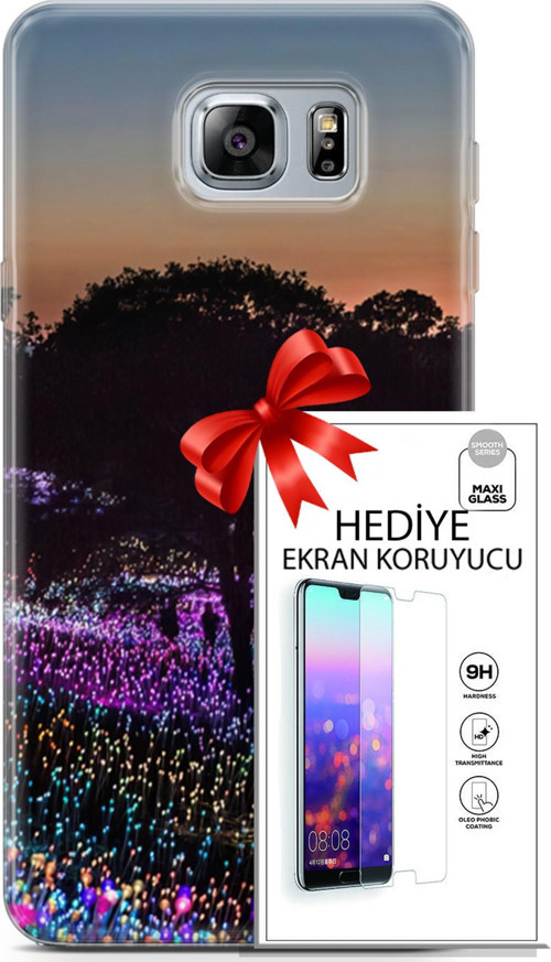 Samsung Galaxy Note 5 Kılıf Orijinal Seri Fantasy 11 Işıltılı Brookgreen 4K Baskılı Kılıf + Ekran Koruyucu