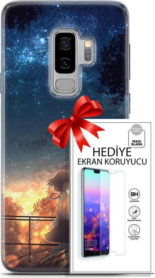 Samsung Galaxy S9 Plus Kılıf Orijinal Seri Fantasy 21 Anime Yıldızlar Darbe Önleyici Kapak + Ön Ekran Koruyucu