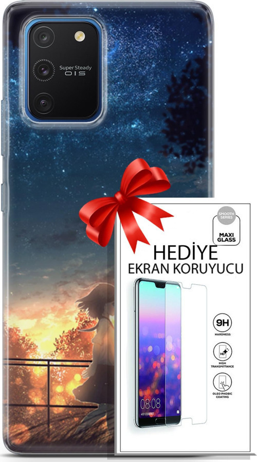 Samsung Galaxy S10 Lite Kılıf Orijinal Seri Fantasy 21 Anime Yıldızlar Darbe Önleyici Kapak + Ön Ekran Koruyucu
