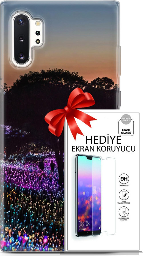 Samsung Galaxy Note 10 Plus Kılıf Orijinal Seri Fantasy 11 Işıltılı Brookgreen 4K Baskılı Kılıf + Ekran Koruyucuk